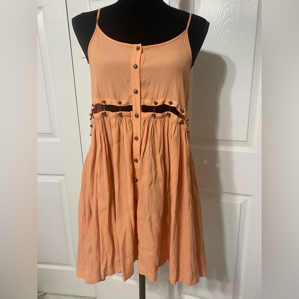 Blessed are the Meek Sleeveless Peach Button-Front Summer Dress size 1 (XS)